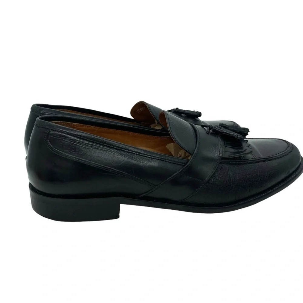 Bostonian Black Leather Classic Tassel Loafers Dress Shoes